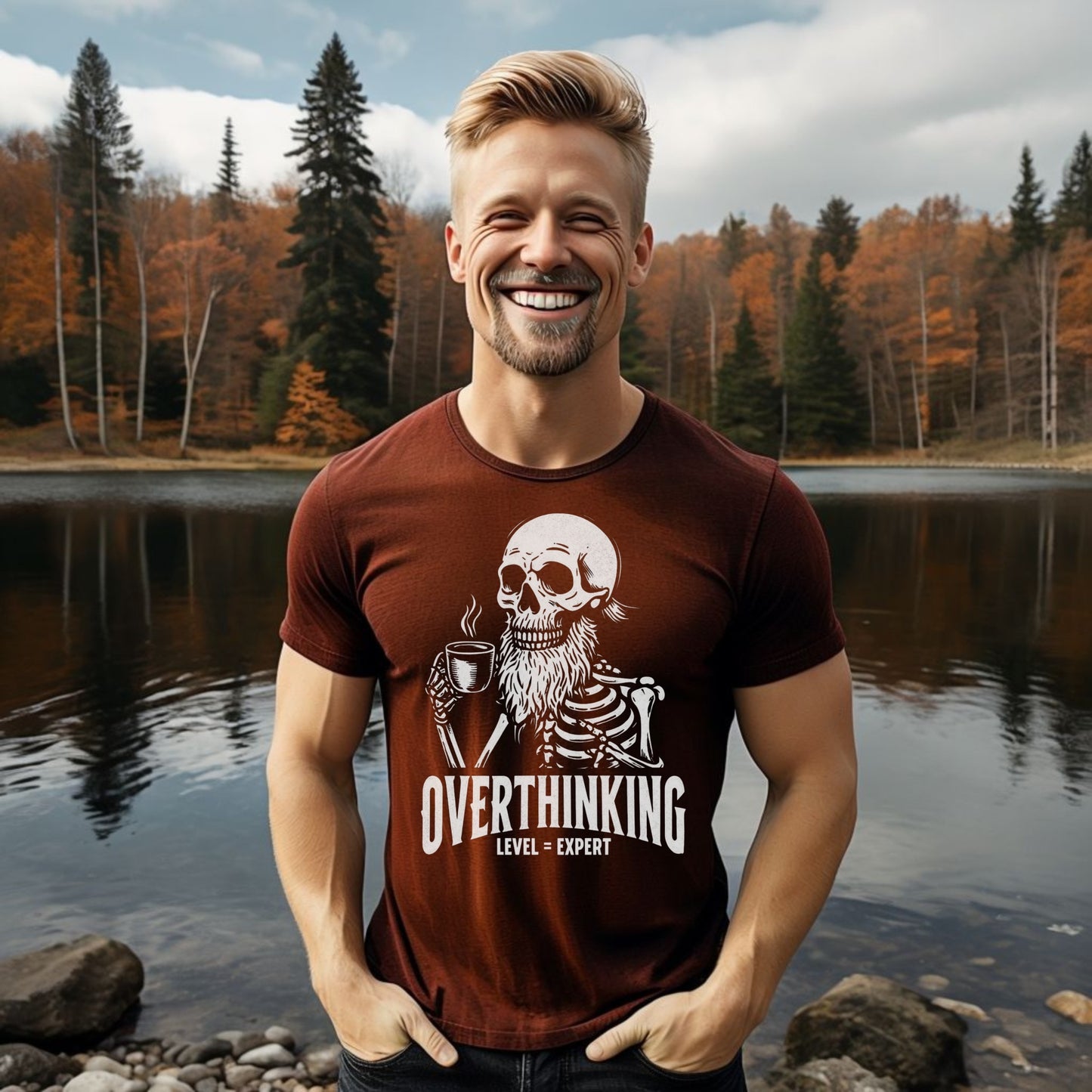 Overthinking Expert Unisex Tee – Funny Skeleton Shirt
