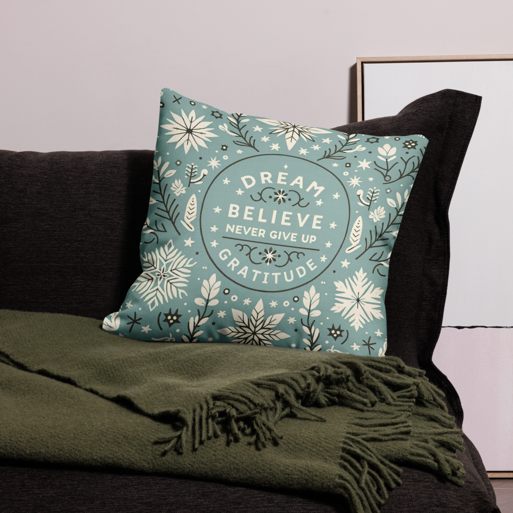 Motivational Quote Pillow Case - Dream & Gratitude Design - Elegant Decorative Cushion Cover for Home & Gifts