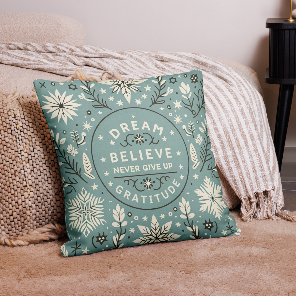 Motivational Quote Pillow Case - Dream & Gratitude Design - Elegant Decorative Cushion Cover for Home & Gifts