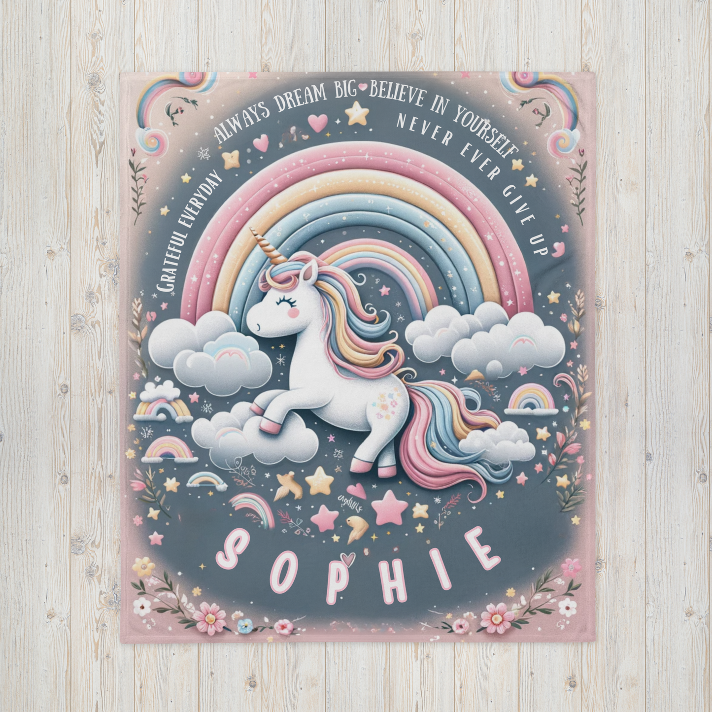 Custom Name Fantasy Unicorn Fleece Blanket - Hypoallergenic & Cozy - Throw Blanket for Girls