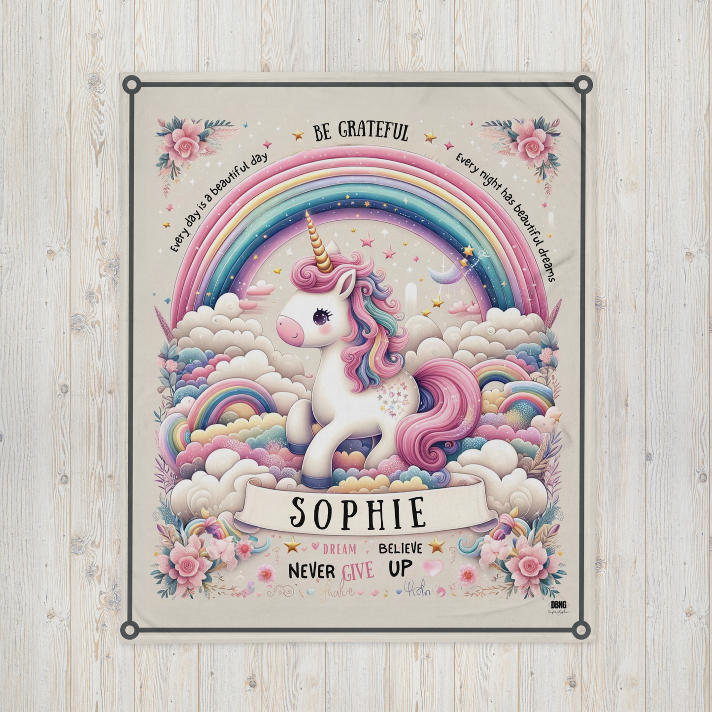 Customizable Unicorn Bliss Throw Blanket - Soft Silk-Touch - Hypoallergenic Comfort