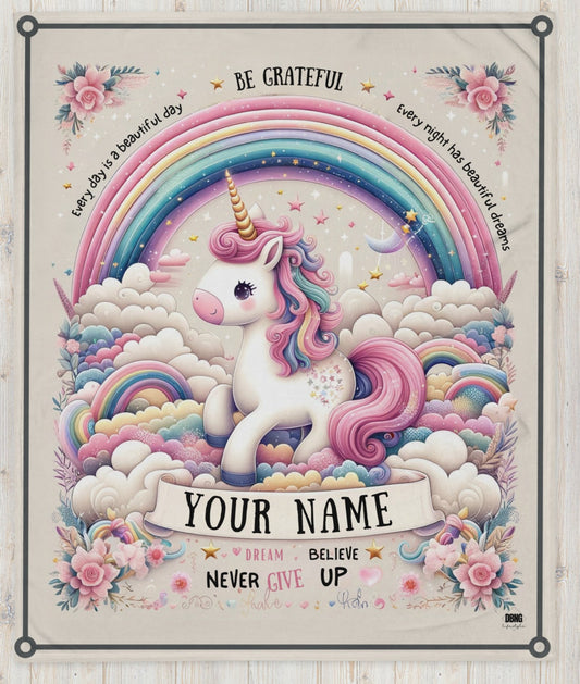 Customizable Unicorn Bliss Throw Blanket - Soft Silk-Touch - Hypoallergenic Comfort