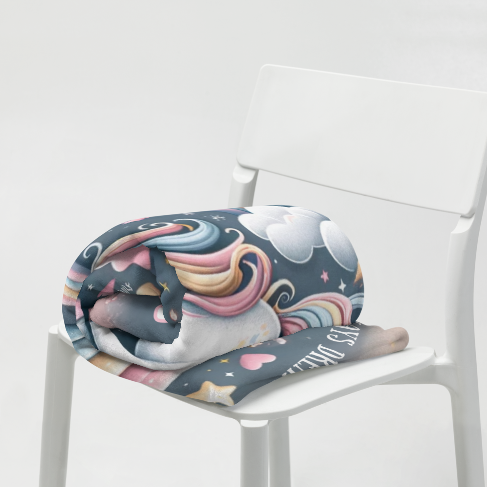Custom Name Fantasy Unicorn Fleece Blanket - Hypoallergenic & Cozy - Throw Blanket for Girls