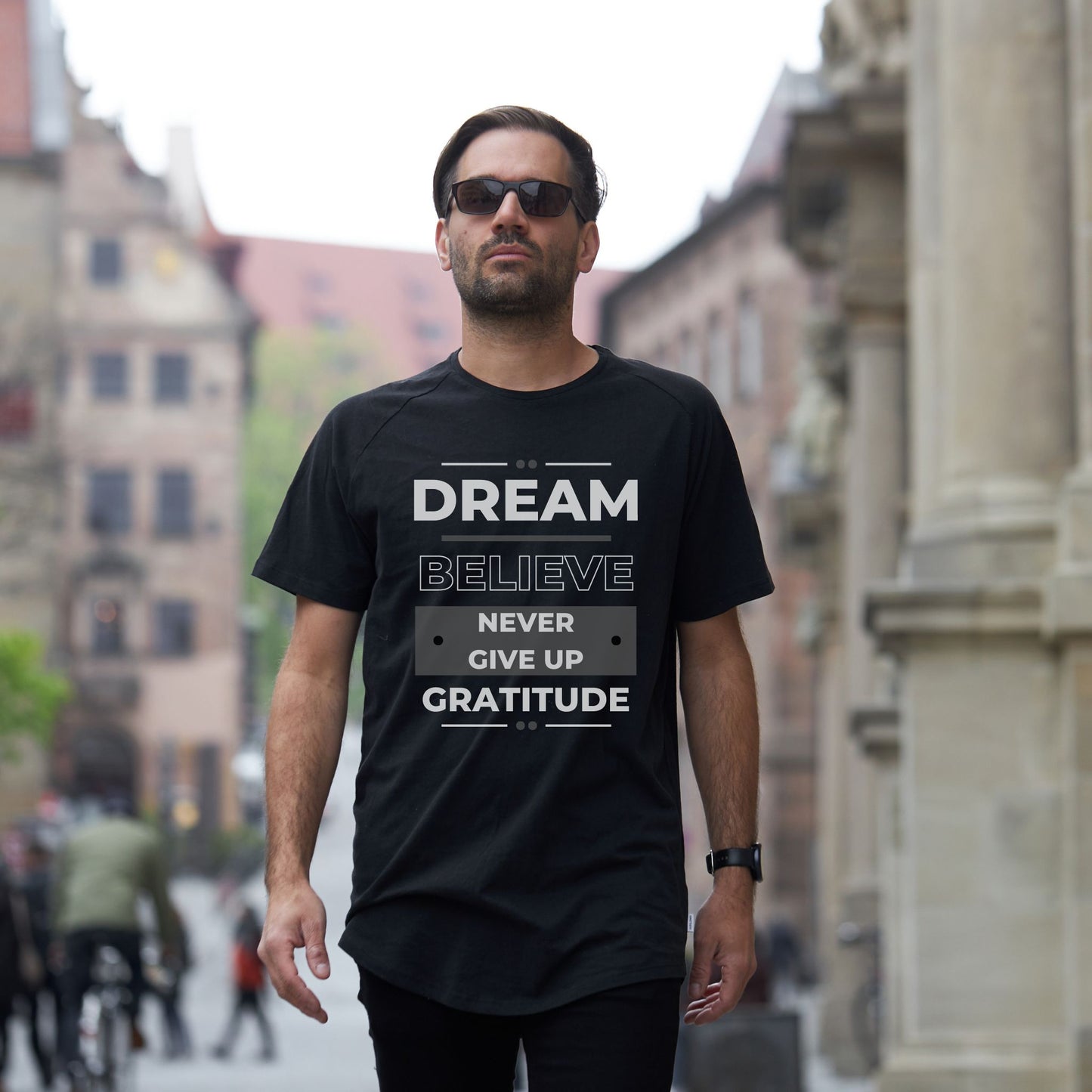 Dream Believe Never Give Up & Gratitude Tees - DBNG Lifestyle - Black Unisex T-shirt - Positivity - Inspiring Motivation - Keys of Success