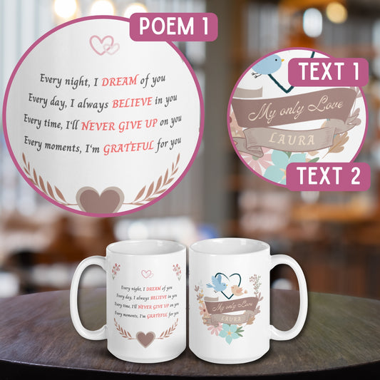 Love Poem Personalized Valentine’s Mug - 5 Poetic Variants Available - Perfect Valentine Gift - 15 oz