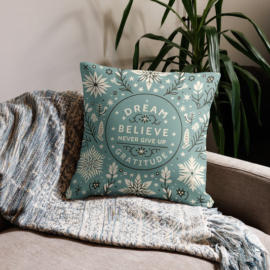Motivational Quote Pillow Case - Dream & Gratitude Design - Elegant Decorative Cushion Cover for Home & Gifts