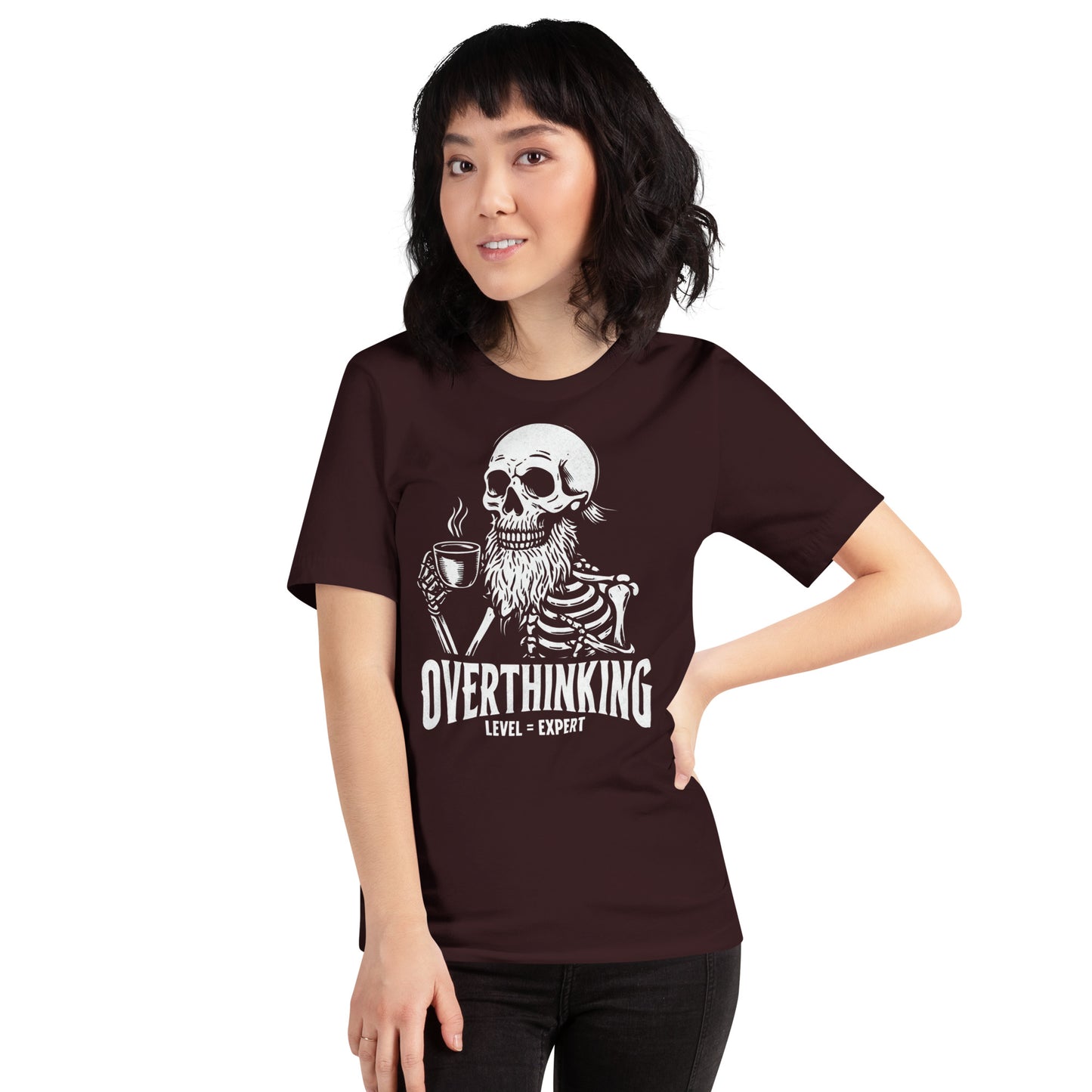 Overthinking Expert Unisex Tee – Funny Skeleton Shirt