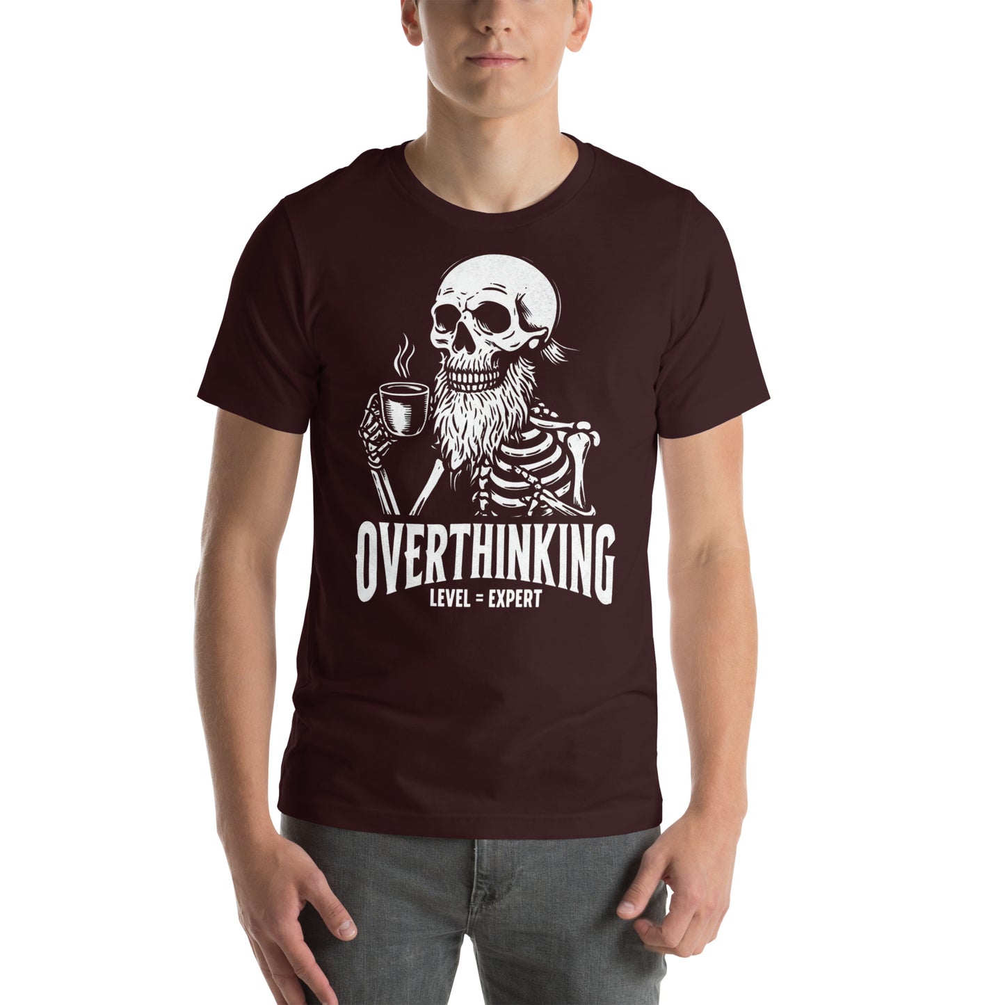 Overthinking Expert Unisex Tee – Funny Skeleton Shirt